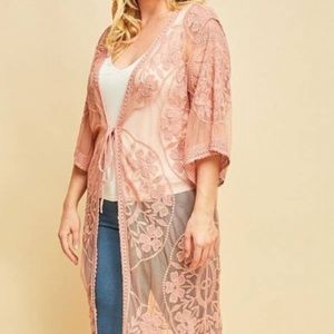 Entro Dusty Rose Lace Duster Size Large (10-12)